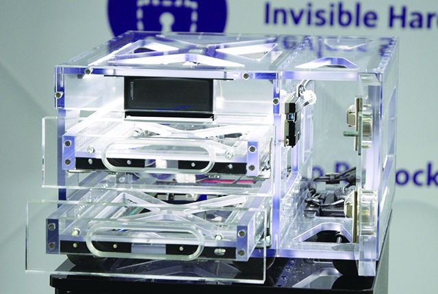 Senseon RFID Locking System on Display in a Cabinet